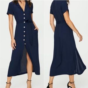 wilfred XL navy button midi dress Aritzia Meghan Markle